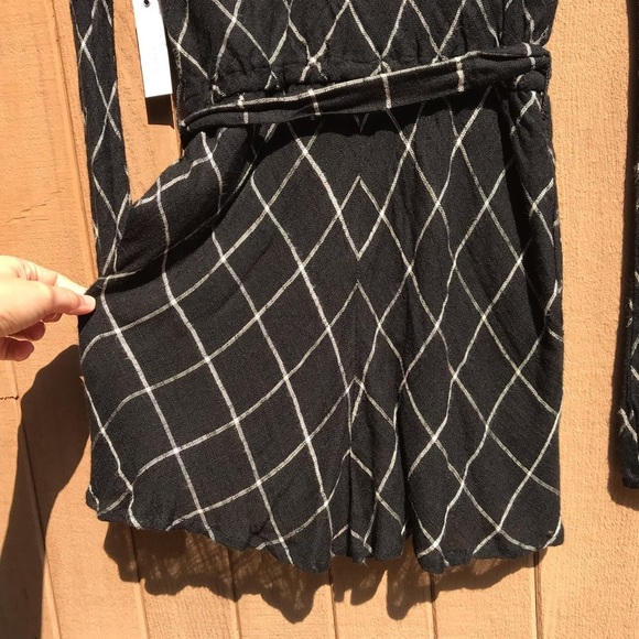 Lovers+Friends Chateau Romper in Black&White Check - Picture 7 of 12